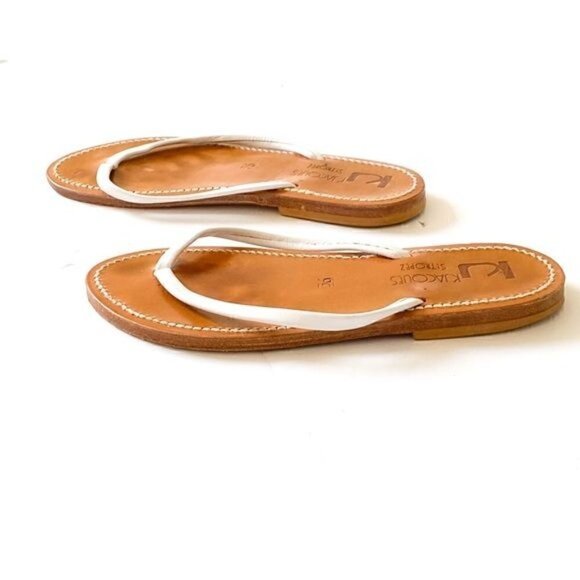 K JACQUES St Tropez Venise Flip-Flops in White Leather, Size 36 EU - Picture 2 of 8